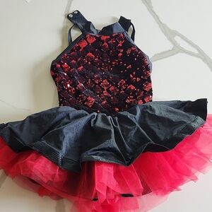 Weissman Red and Black Dance Costume with Sequined Bodice
